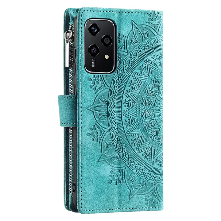 %EF%BC%88COD%20Available)Multi-Card%20Totem%20Zipper%20Leather%20Phone%20Case%20For%20Honor%20200%20Lite%20-%20Image%202