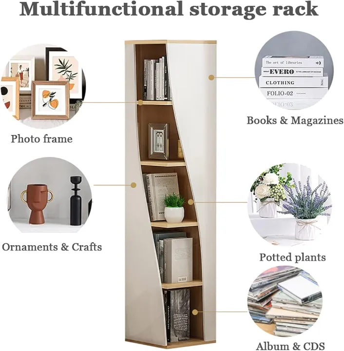 FURNIX%20Bookworm%20Haven%20Corner%20Bookcase%20-%2070%20Inches%20Tall%20Gap%20Freestanding%20Storage%20Cabinet%20Shelve%20-%20Image%204