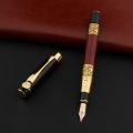 High Quality 530 Golden Carving Mahogany Luxury Business School Student Office Supplies Fountain Pen New Ink Pen Luhuai CVC. 