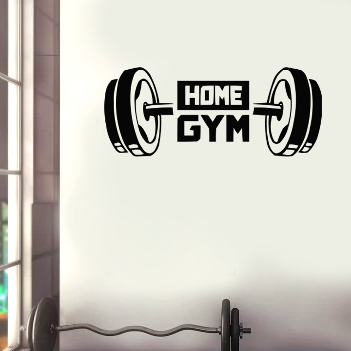 Fitness Home Gym Decor Wall Sticker Dumbbell Black Art Sticker