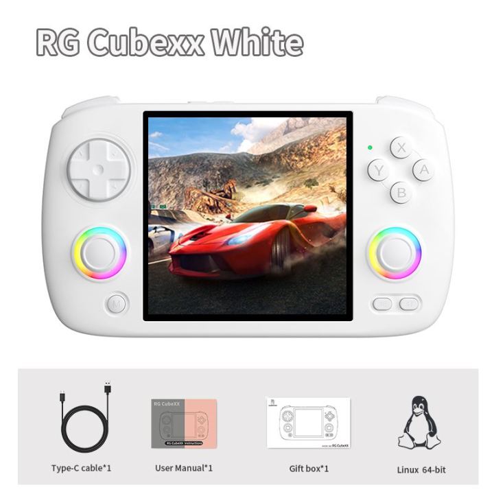 RG CubeXX Handheld Game Console 3.95" IPS HD Screen Linux WIFI Bluetooth -Option -White-64G 5K Games-Option -White-64G 5K Games