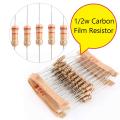 50Pcs- 1/2 Watt 10 Ohm Resistor 1/2W 10 Ohm Carbon Film Resistor 10 Ohm Half Watt Resistance 0.5 Watt 5% Tolerance Fixed Resistors Passive Components 2 Pin Leads Terminals. 