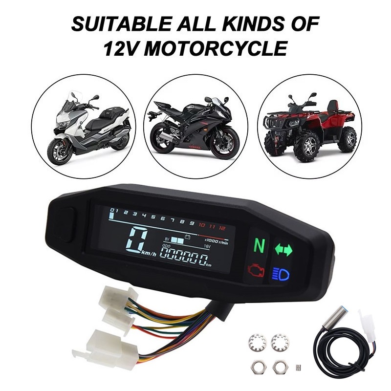 【Trending in Fashion】 Universal Digital Motorcycle Speedometer Oil Gauge Tachometer Meters Instrument Cluster Turn Signal Light Indicator