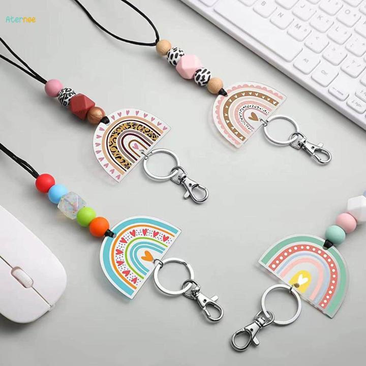 Teacher Lanyards for ID Badges and Keys Keychain Cute Silicone Beaded Lanyard for Doctor Employees Students Women