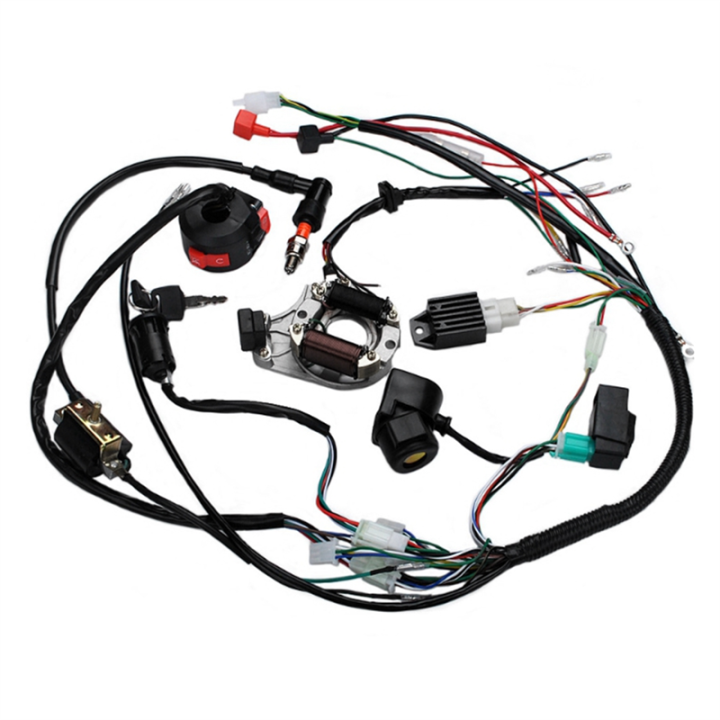 For Motorcycle ATV Pit Bike 50 70 90 110 125Cc Wiring Harness Full Complete Electrics Wiring Harness STATOR Parts