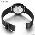 MEGIR MS2011 Men's Quartz Chronograph Watch Stainless Steel Band, Luminous Hands, Calendar. 