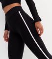 Black Side Stripe High Waist Leggings For Gym. 