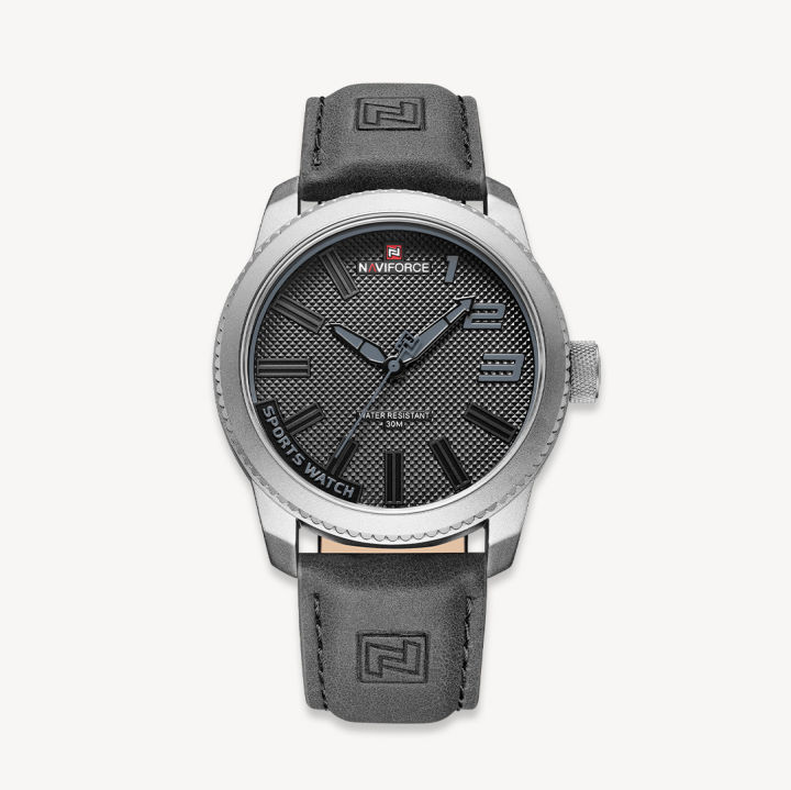 NAVIFORCE%20NF9202%20Gray%20PU%20Leather%20Analog%20Watch%20For%20Men%20-%20Silver%20&%20Gray%20-%20Image%202