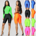 Ladies Womens Elasticity Yoga Shorts Cycling Shorts Dancing Neon Super Stretch Shiny High Waist Workout Out Fitness Leggings.