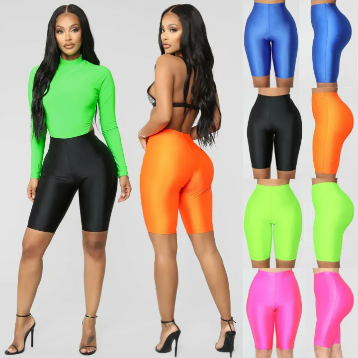 Ladies%20Womens%20Elasticity%20Yoga%20Shorts%20Cycling%20Shorts%20Dancing%20Neon%20Super%20Stretch%20Shiny%20High%20Waist%20Workout%20Out%20Fitness%20Leggings%20-%20Image%203