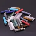 Natural Stone Pendant For Jewelry Making Rainbow Cylindrical Semi-precious DIY Necklace Handiwork Sewing Craft Accessory. 