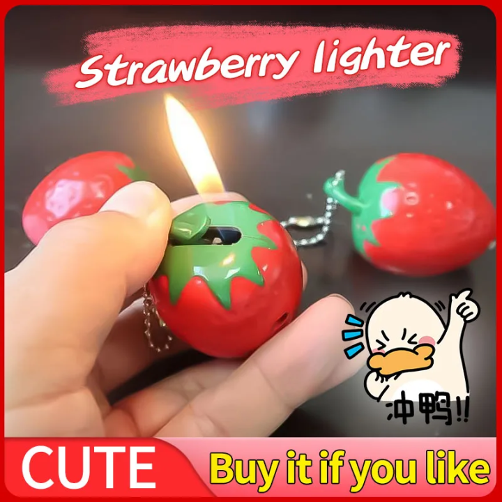 Customization Strawberry Lighter Open Flame Butane Gas Refilled Cute Lighter