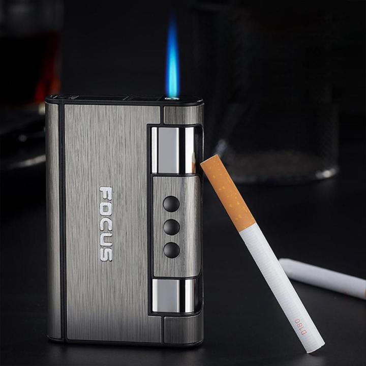 Ultra Thin Cigarette Case Box Bilt -in Booten Flem Lighter | Daraz.com.bd
