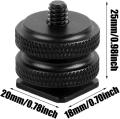 1/4"-20 Camera Hot Shoe Mount, 1 Pack Flash Cold Shoe Mount Tripod Screw Adapter for DSLR Rig Black. 
