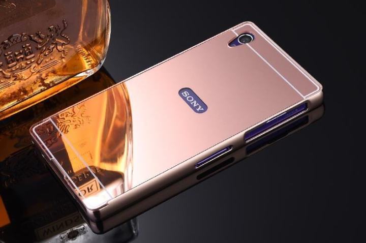 For Sony Xperia Z1 Case L39h C6906 C6903 Acrylic Mirror Back Cover + Plating Aluminum Metal Frame High Quality Case For SONY Z1