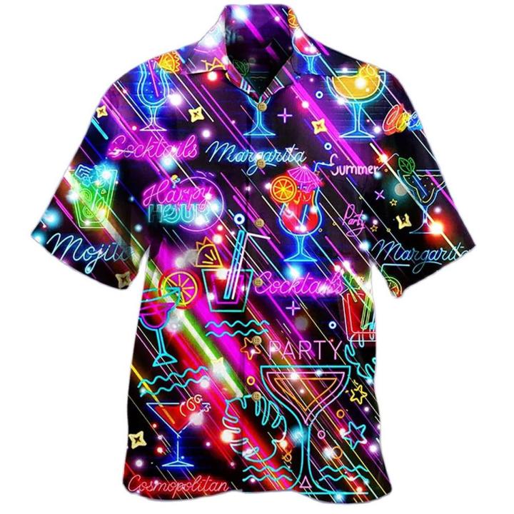 2022 Men's Hawaiian Shirts Musical Harajuku Oversized Shirt Fashion Printed Short-sleeved Beach Top Tee Men's Clothing Camisa