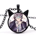 【VisioN Shop】SONGDA Bungou Stray Dazai Osamu Nakahara Necklace Cool Anime Figures Glass Dome Cat Ears Necklace Collection. 