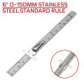 6 0-150mm Stainless Steel Standard Rule Depth Length Gauge Scale Marking Measuring Tool with Detachable Clip Easy To Use/Carry. 