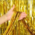 Foil Metallic Curtain Backdrop For Happy Birthday Party Decoration / Bridal Shower / Wedding / New Year / Background Decorations. 
