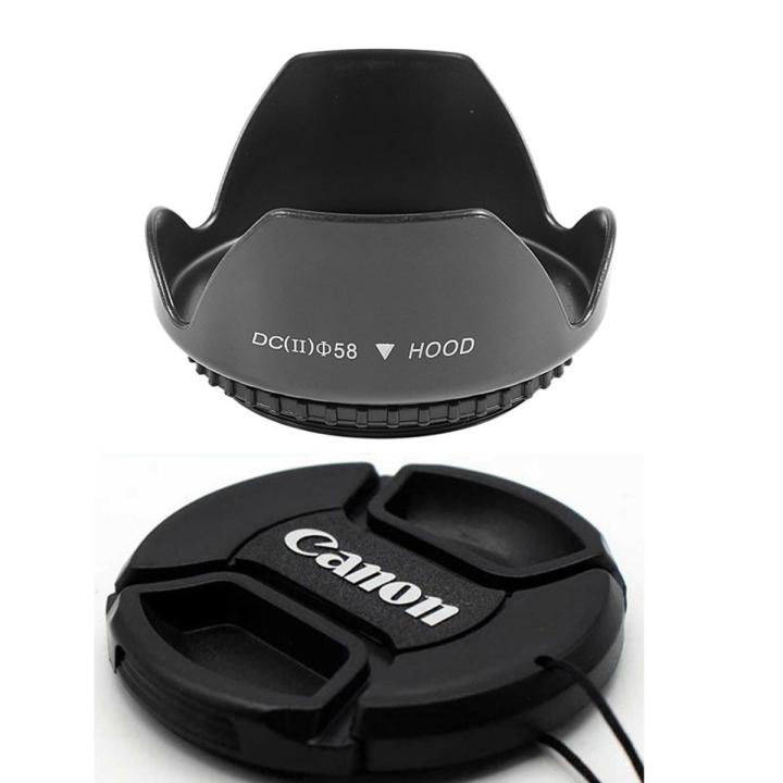 58mm Lens Cap Cover for Canon Rebel XTi XSi XS T1i T2i & DC-SN HOOD 58mm Screw Mount Flower Crown Lens Hood Petal Shape
