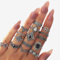 Trendy 15 Pcs/set Ring Set for Women New Collection/ Finger Rings for Girls Simple Stylish -  Fashionable Silver Smart Retro Rings Set Birthday Gift for Women. 
