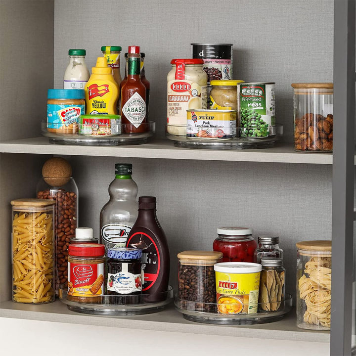 1PCS%209%20Inch%20Lazy%20Susan%20Spice%20Rack%20Organizer,%20360%20Degree%20Rotating%20Round%20Lazy%20Susan%20Turntable%20for%20Cabinet,%20Clear%20-%20Image%203