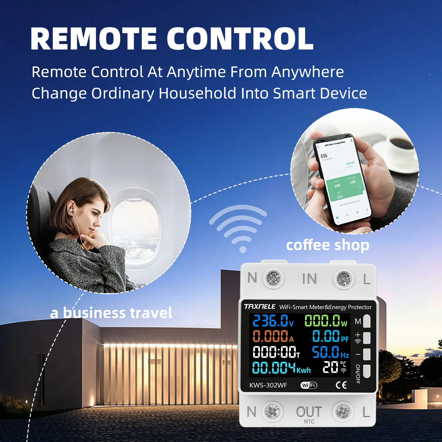TUYA WiFi Smart Power Meter Over Under Voltage Protection Relay Switch Circuit Breaker Energy kWh Temperature Meter Smart Life