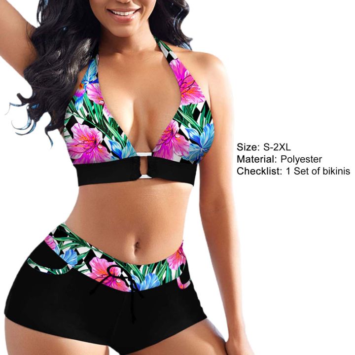 Trendygirl%20Summer%20Women%20Bikini%20Printed%20Deep%20V%20Neck%20Halter%20Bra%20Low%20Rise%20Micro%20Shorts%20Briefs%20Swimsuit%20Set%20for%20Swimming%20-%20Image%204