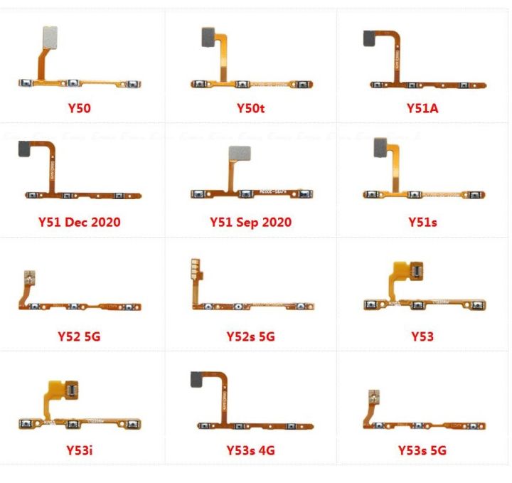Vivo Y50T Y51 Y51s Y52 4G Y52s 5G Y53 Y53i Y53s 4G Y53s 5G Power on / off Switch Button Side Volume Up Down Buttons Flex Cable Replacement Parts