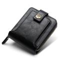 Men's small classic genuine leather wallet men's short wallet with buckle and zipper solid port ville clutch for men. 