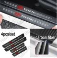 4Pcs 3D Texture Carbon Fiber Door Anti-Scratch Car Door Protective Vinyl Car Stickers For TOYOTA.