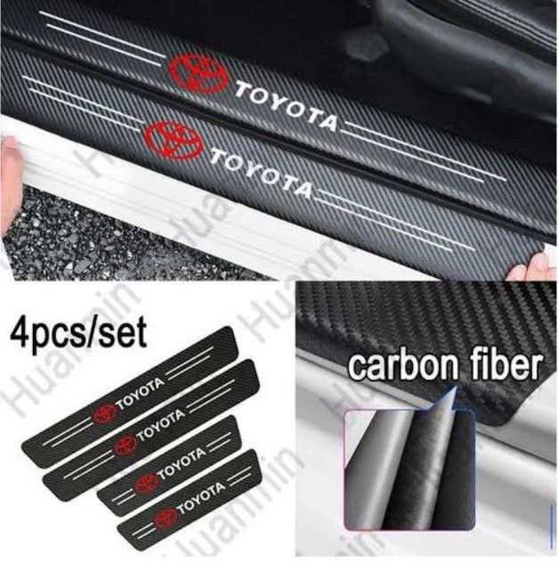 4Pcs%203D%20Texture%20Carbon%20Fiber%20Door%20Anti-Scratch%20Car%20Door%20Protective%20Vinyl%20Car%20Stickers%20For%20TOYOTA%20-%20Image%204