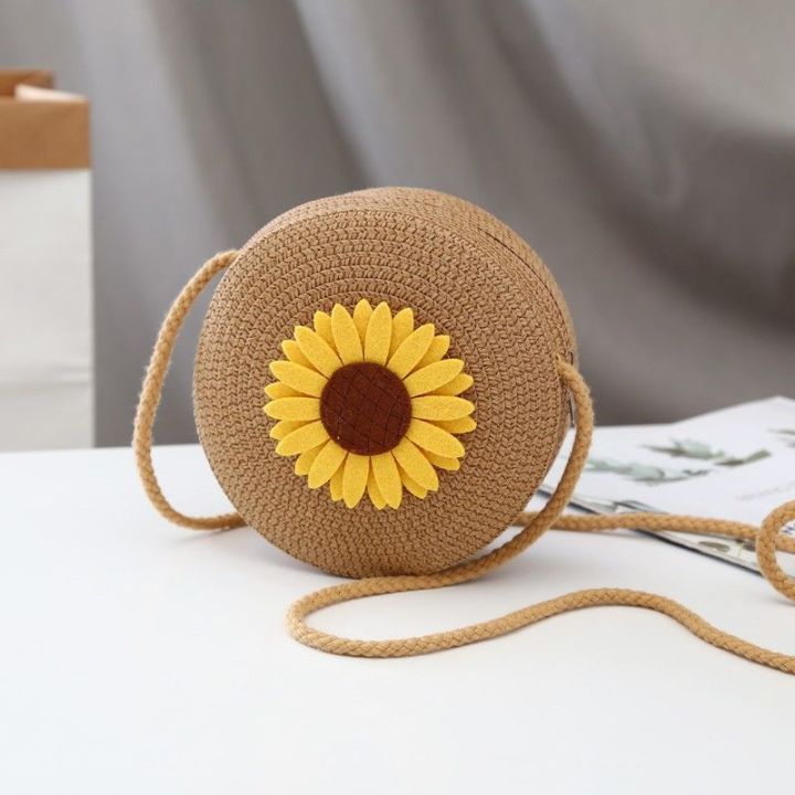 Round Straw Bag Women Woven Crossbody Beach Bag for Ladies