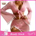 【No-profit】 Women Four-piece Swimsuit Set Lace-up Set with Skirt Cover Up 4pcs Women's Swimsuit Bra Briefs Cover-up Skirt Set. 