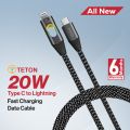 TETON USB C to lightning Braided Cable 20W PD Fast Charger Data Cable for iPhone 13,12, 12 Pro,11 /iPhone 11 Pro /XS Max X, Macbook Pro, Air, iPad Pro.