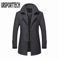 Winter Men's Wool Coats New Fashion Middle Long Scarf Collar Cotton-padded Thick Warm Woolen Coat Male Trench Coat Overcoat. 