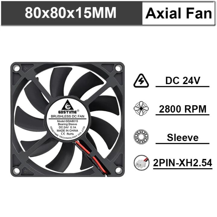 2pcs%20Gdstime%208cm%20DC%2012V%2024V%2080mm%20x%2015mm%20Dual%20Ball%20Bearing%20PC%20Case%20Cooling%20axial%20Fan%2080*80*15mm%208015%20Mute%20Radiator%20Cooler%202%20Pin%20-%20Image%207