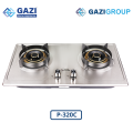 P-320C - Gazi Smiss Double Burner Auto Ignition- Stainless steel Body- Brass Burner- NG/LPG Compitable.
