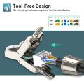 ZoeRax Cat8 Cat7 Cat6A RJ45 Connector, Tool-Free Toolless Shielded Ethernet Termination Plug for Solid Bulk S/FTP Ethernet Cable.