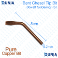 60 Watt Pure Copper Soldering Iron Chisel Bent Head Bit. 