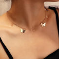 Simple Double Layer Star Moon Charm Multilayered Necklace Chain For Women.