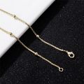 Gold Color Satellite Link Chain Beaded Anklet, 9 10 11 inches Box Chain Ankle Bracelet for Women Men Waterproof. 
