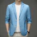 Formal Summer Suit Coat Business Coat Lapel Long Sleeves Double Buttons Straight Pockets Anti-wrinkle Solid Color Cardigan Loose. 