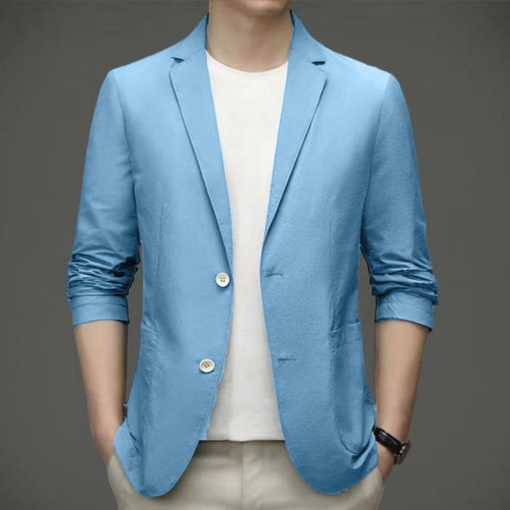 Formal%20Summer%20Suit%20Coat%20Business%20Coat%20Lapel%20Long%20Sleeves%20Double%20Buttons%20Straight%20Pockets%20Anti-wrinkle%20Solid%20Color%20Cardigan%20Loose%20-%20Image%203