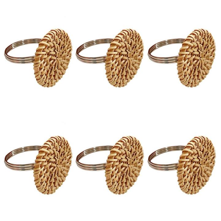 Fall Napkin Rings Set of 6, Vintage Napkin Ring for Table Setting, Handmade Rattan Serviette Rings Holder for Wedding