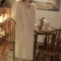 Underneath children's French knitted 2024 knee length woolen dress looks slim versatile for autumn and winter Xinxin. 