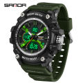 SANDA Three Screen Multifunctional Timing Watch Outdoor Waterproof Night Light Men's Watch SD3366-3. 
