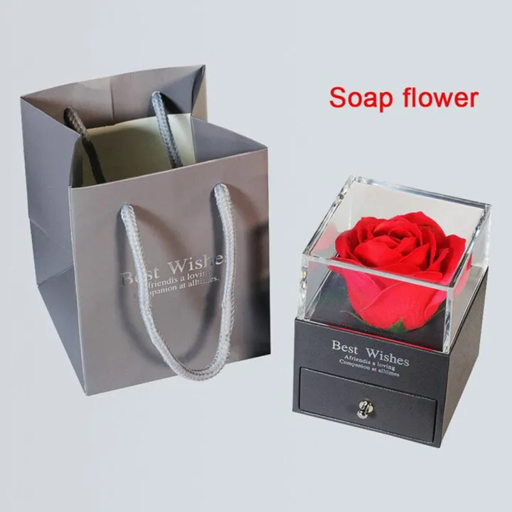 Home Decor Teddy Rose Bear Jewelry Box For Women Wedding Party Valentines Day Birthday Christmas Gift Eternal Rose Dorpshipping