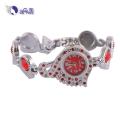 Stainless Steel Analog Watch for Women - Red and Silver. 