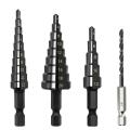 4Pcs 3-12 4-12 4-20mm Straight Groove Step Bit Nitride Twist Drill. 